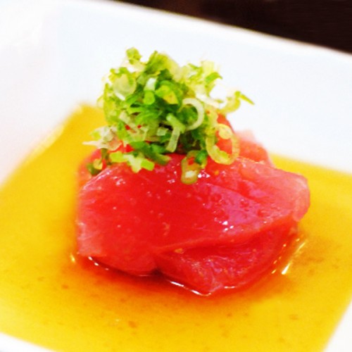 Sashimi di tonno su marinade di arancia di Sicilia e sakè
