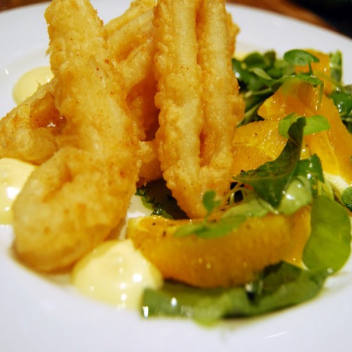Calamari in tempura e maionese all'arancia